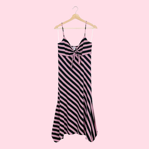 PINK + BLACK STRIPED MAXI DRESS (M/L)