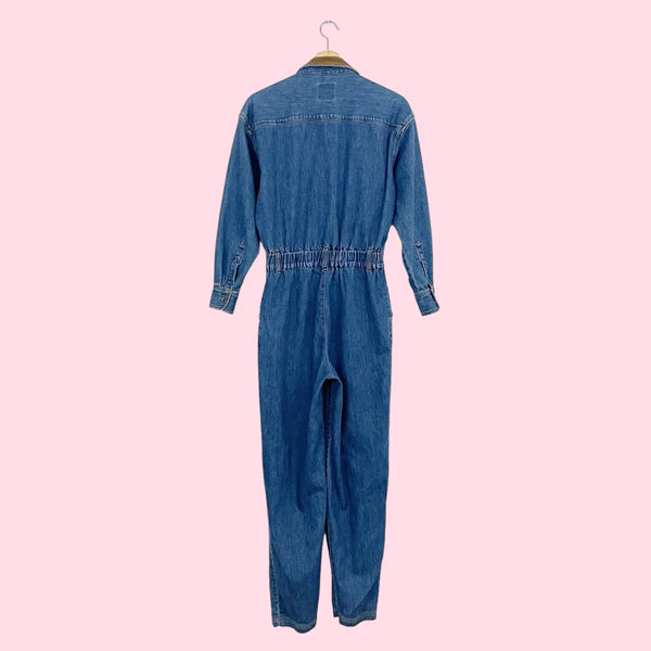 DENIM JUMPSUIT W/ LEATHER COLLAR (6)