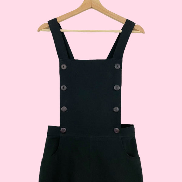 90S XOXO BLACK OVERALL SHORTS (M)