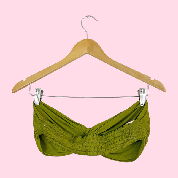 OLIVE GREEN TWIST BANDEAU TOP (L)