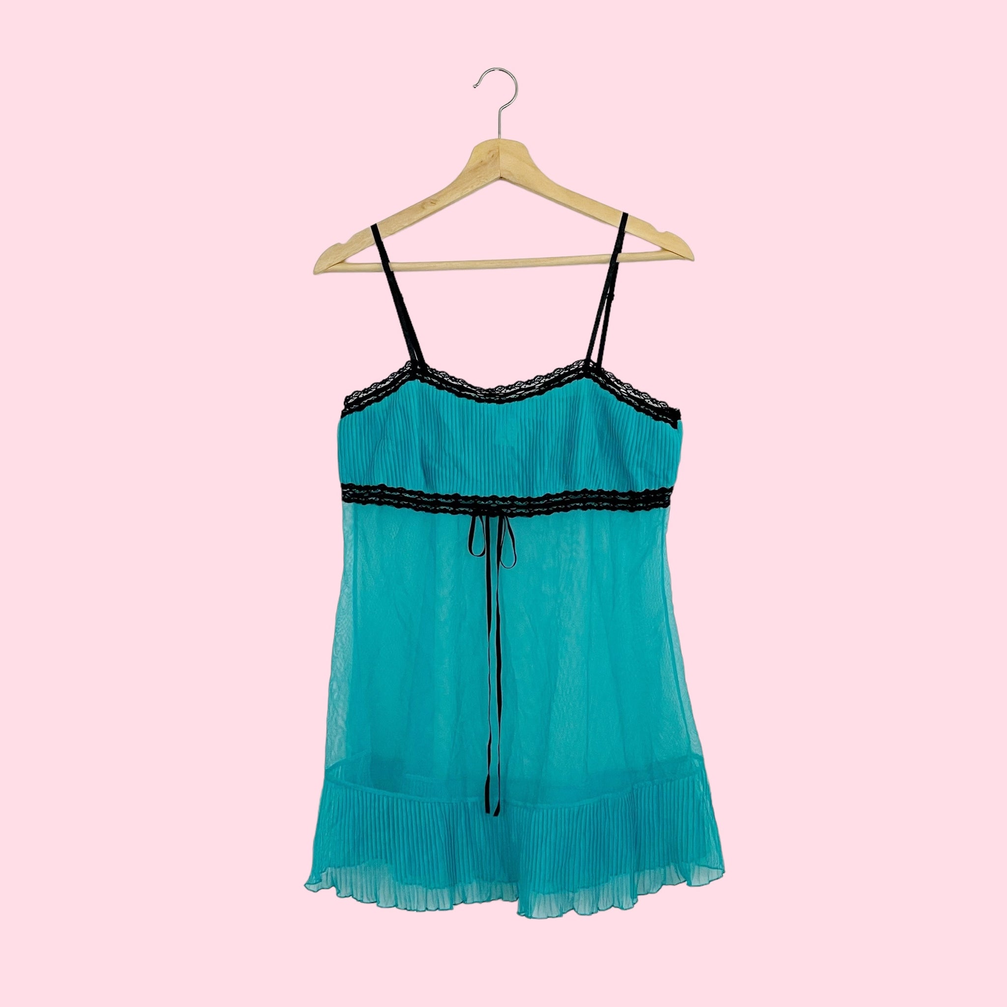 TEAL PLEATED MESH BABYDOLL (M)