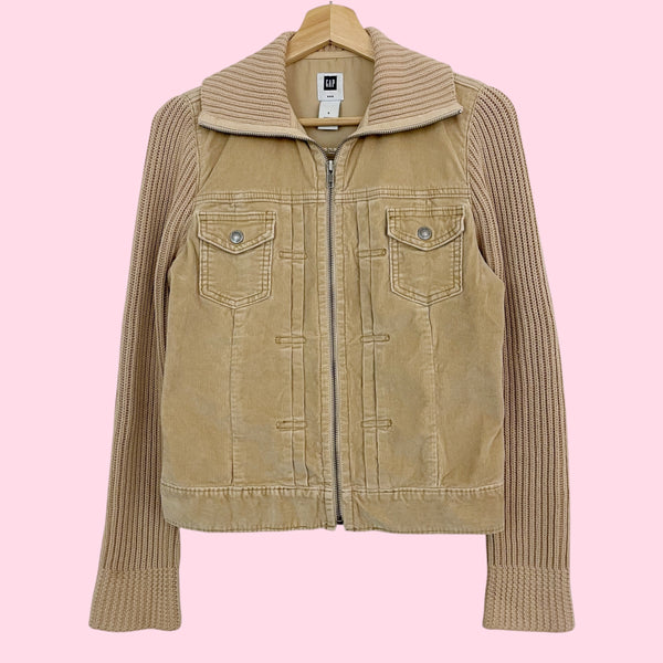 TAN CORDUROY KNIT JACKET (S)