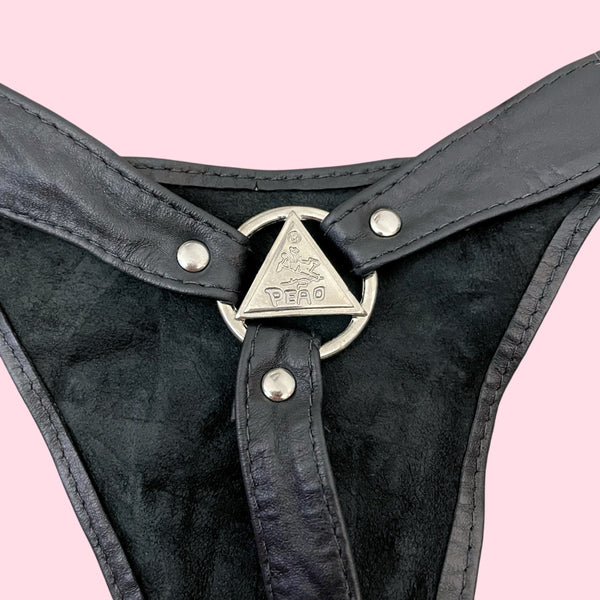 Black Leather Thong (S)