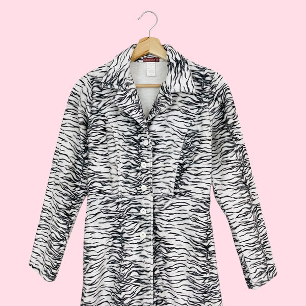 WHITE TIGER FAUX FUR MAXI DUSTER COAT (S)