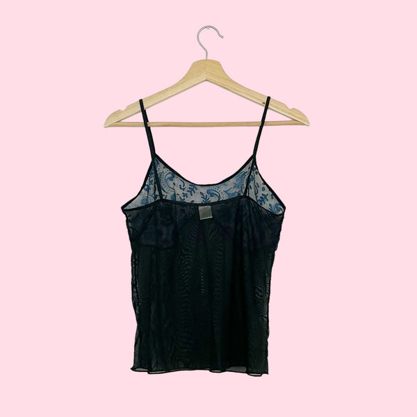 BLACK + BLUE SHEER MESH TANK (M)