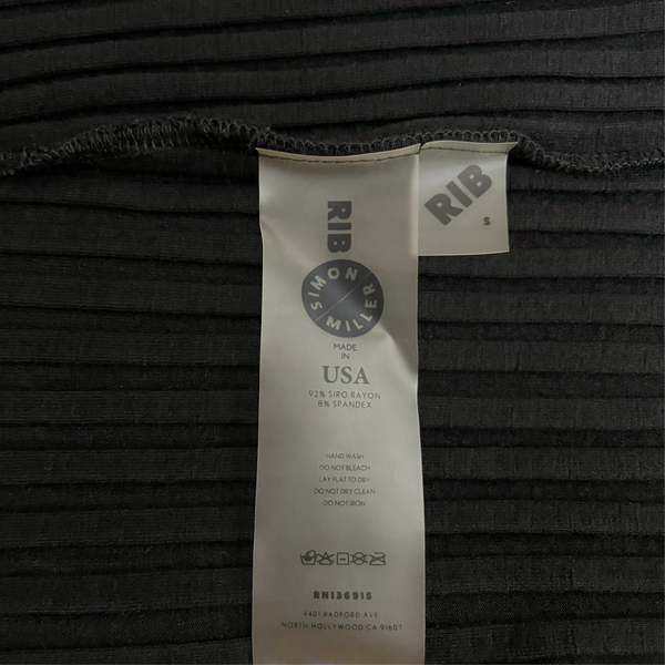 SIMON MILLER RIB BLACK STRAPLESS TUBE DRESS (S)