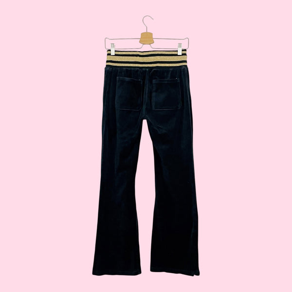 C&C CALIFORNIA BLACK VELOUR TRACK PANTS (XS)
