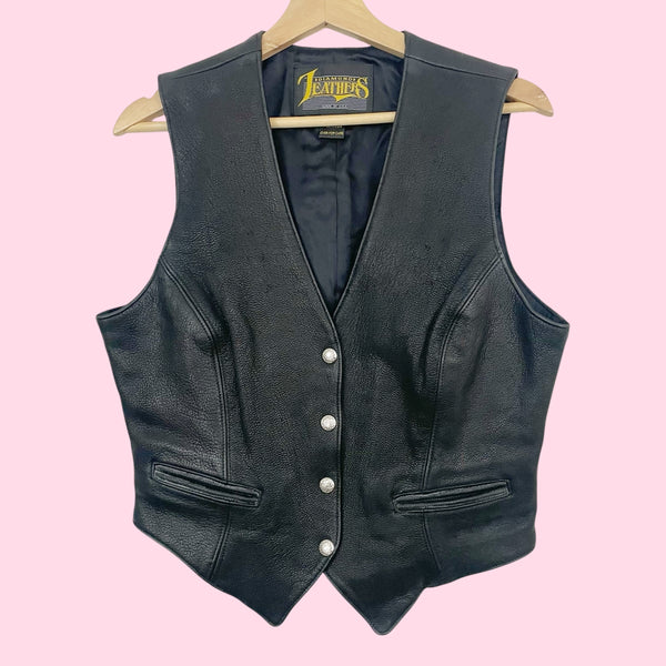 BLACK LEATHER VEST (M)