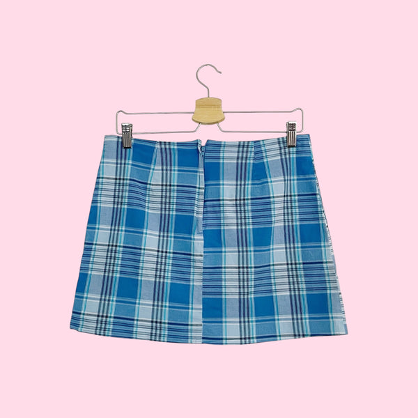 Blue Plaid Mini Skirt (M)