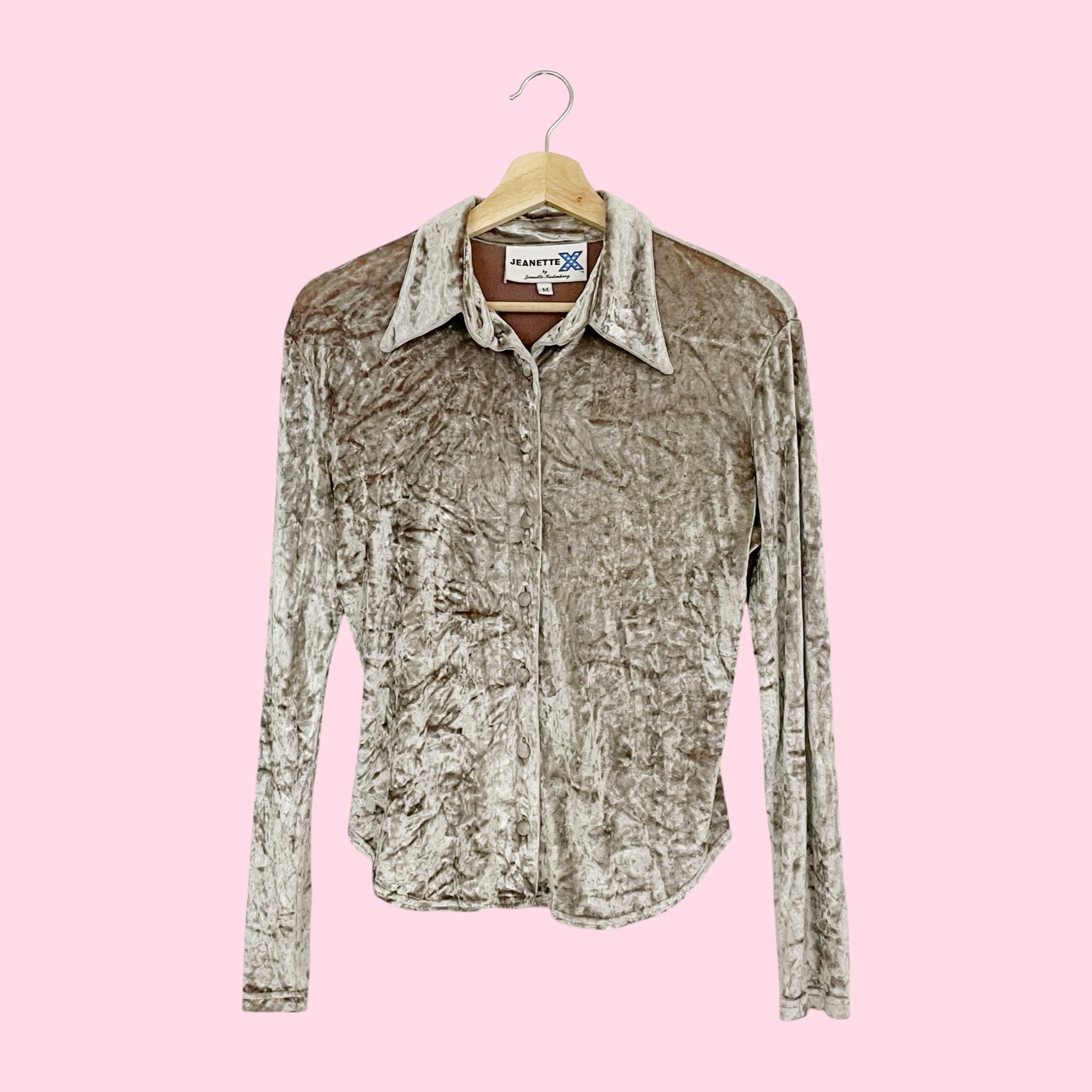 LIGHT BROWN SILK VELVET BLOUSE (M)