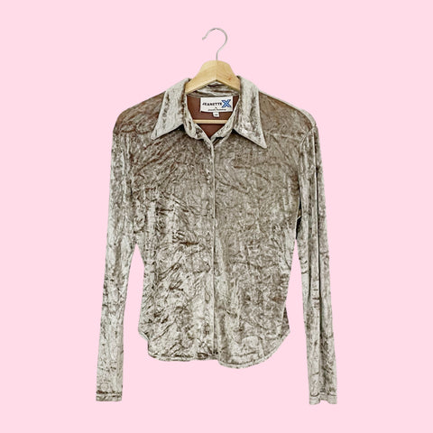 LIGHT BROWN SILK VELVET BLOUSE (M)