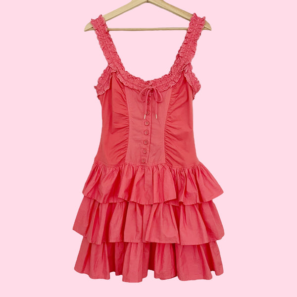 BETSEY JOHNSON CORAL RUFFLE DRESS (2)