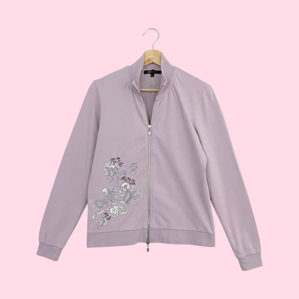 Y2K BCBG Lavender Embroidered Track Jacket (L)