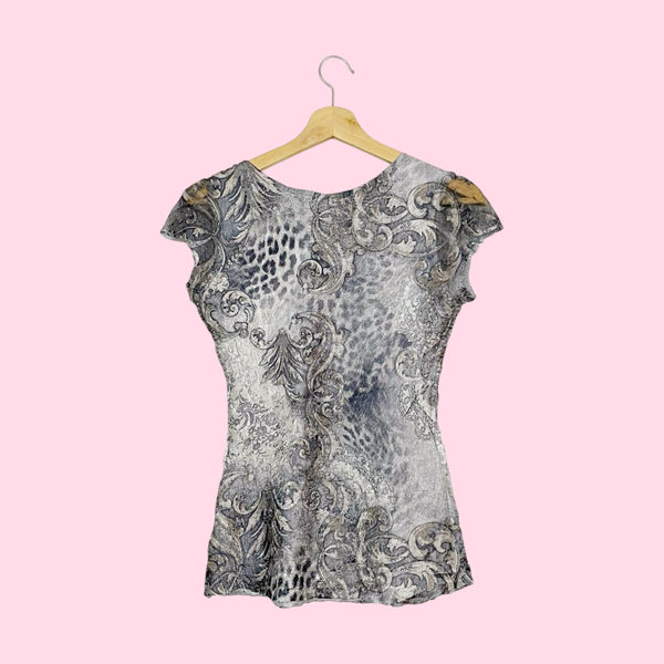 KOMAROV PAISLEY PRINT WRINKLE BLOUSE (M)