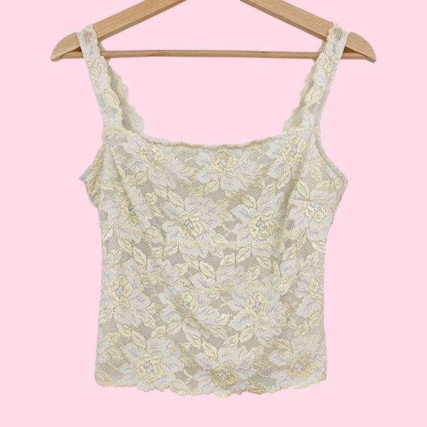 WHITE + CREAM LACE TANK TOP (S)