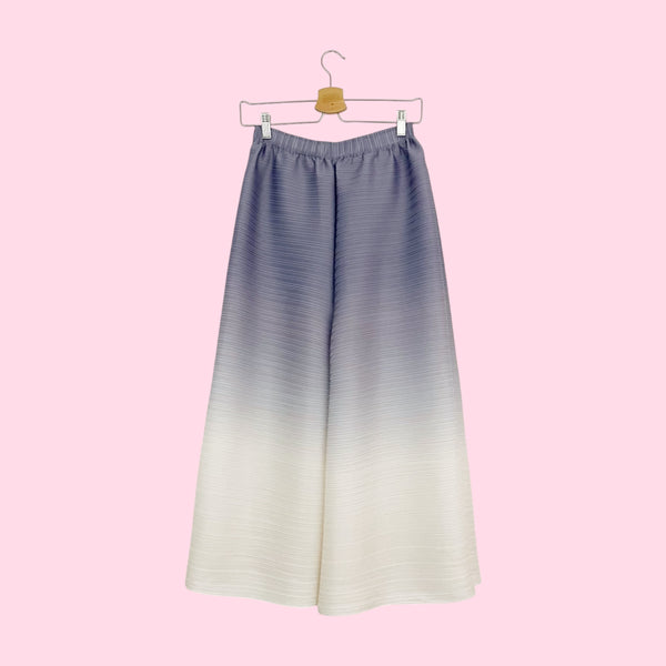 CREAM + GRAY OMBRE PLEATED WIDE LEG PANTS (S/M)