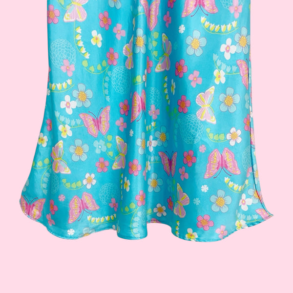 BUTTERFLY FLORAL PRINT SLIP DRESS (M)