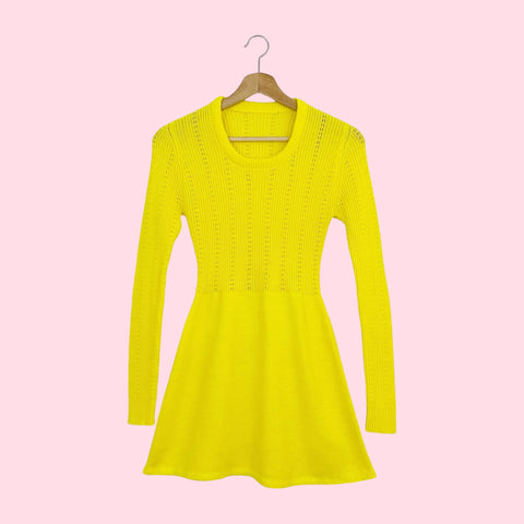 YELLOW ACRYLIC L/S MINI DRESS (XS)