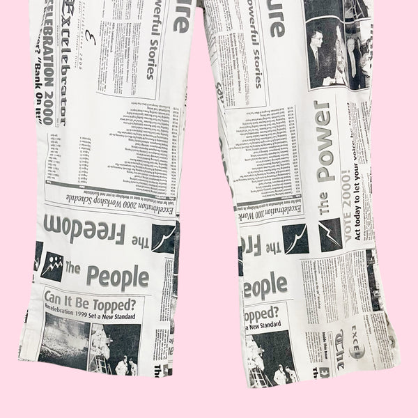 Y2K Newspaper Print Capris (S)