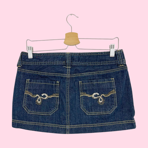 Y2K GUESS DENIM LOW RISE MINI SKIRT (28)