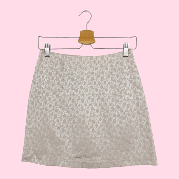 TAN TEXTURED FLORAL MINI SKIRT (26)