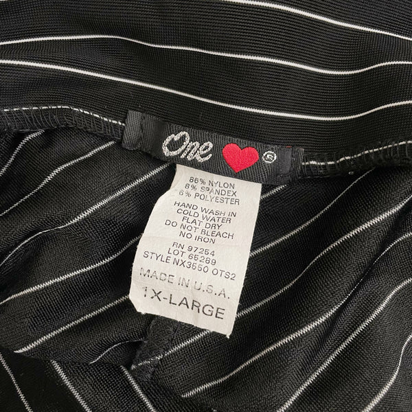 BLACK + WHITE PINSTRIPE TIE WAIST MIDI SKIRT (1X)