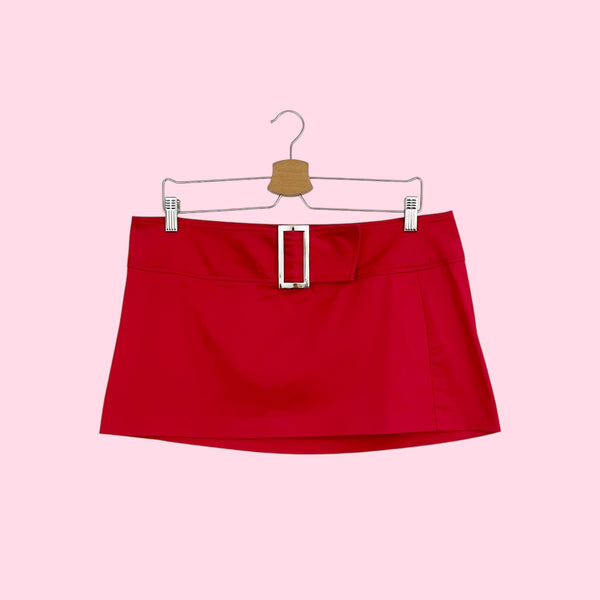 RED LOW RISE MICRO MINI SKIRT (L)