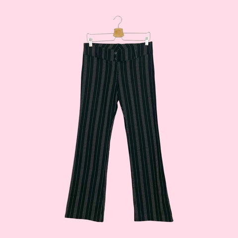 BLACK + PINK PINSTRIPE STRETCH OFFICE PANTS (L)