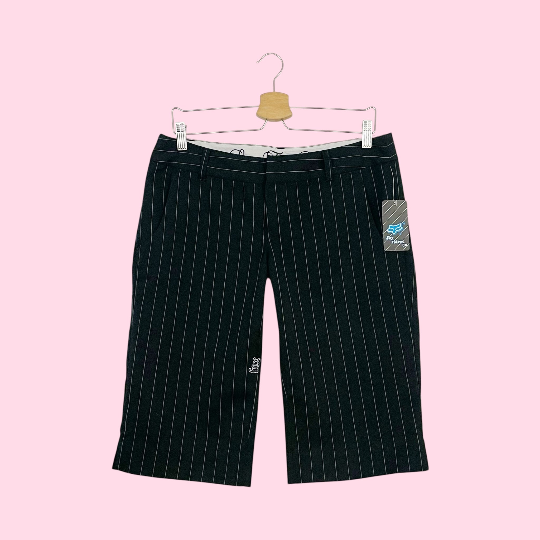 FOX BLACK PINSTRIPE LOW RISE BERMUDA SHORTS (7)
