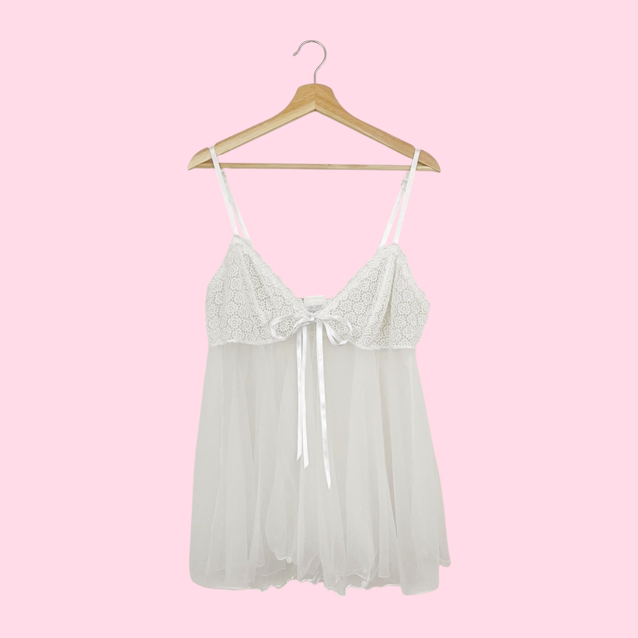 WHITE LACE BUST NYLON BABYDOLL (3X)