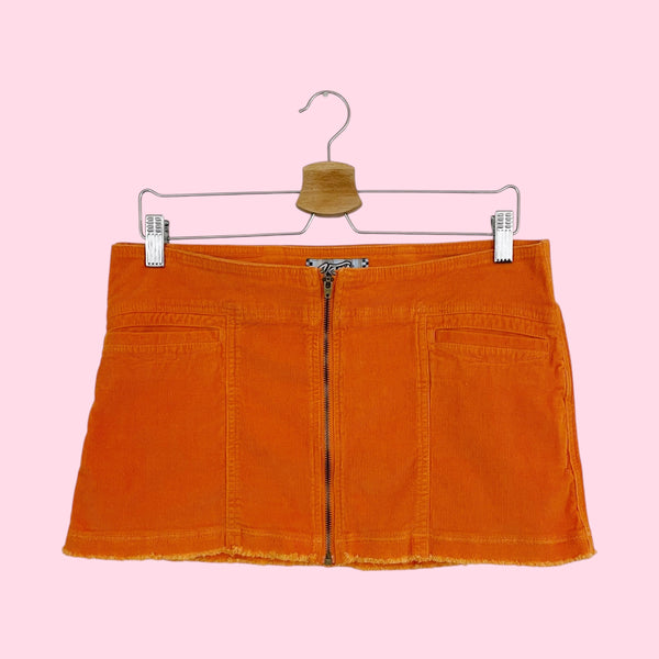 ORANGE CORDUROY LOW RISE MINI SKIRT (7)