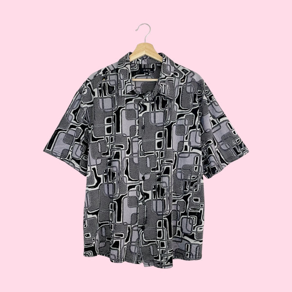 Gray Metallic Geometric Burnout Shirt (XL)