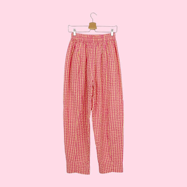 FREE PEOPLE PREPPY POPLIN GINGHAM PANTS (XS)