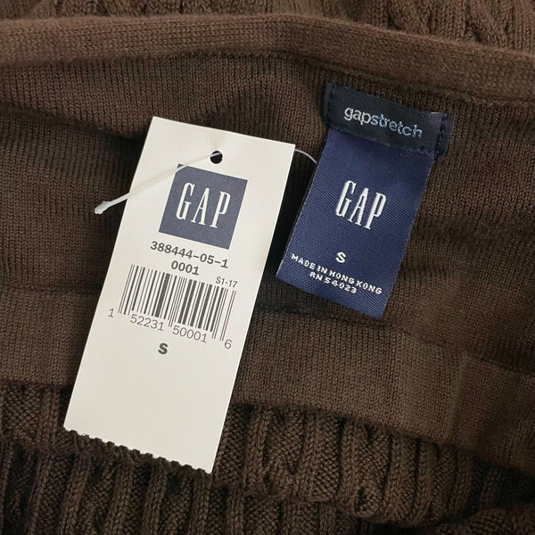 GAP BROWN CABLE KNIT HALTER TANK (S)