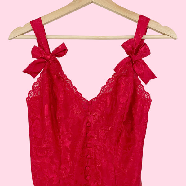 VICTORIA'S SECRET GOLD LABEL RED TEDDY BODYSUIT (S)