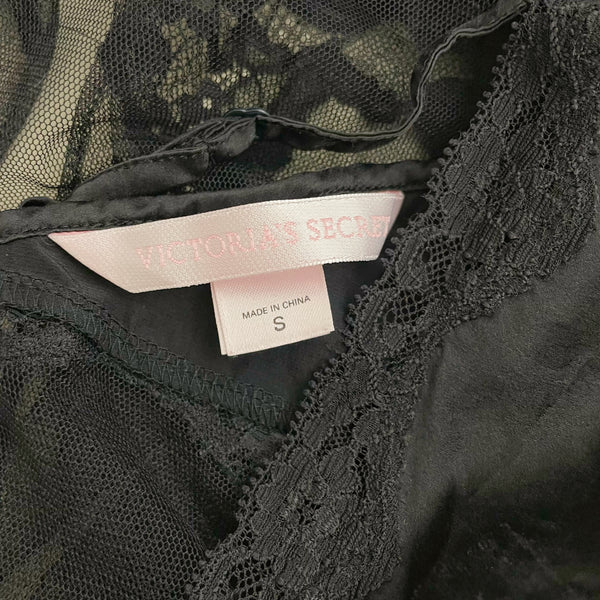 VICTORIA'S SECRET BLACK TIE FRONT BABYDOLL (S)