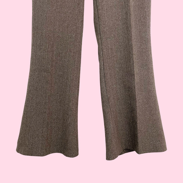 Y2K Brown Metallic Low Rise Office Pants (M)