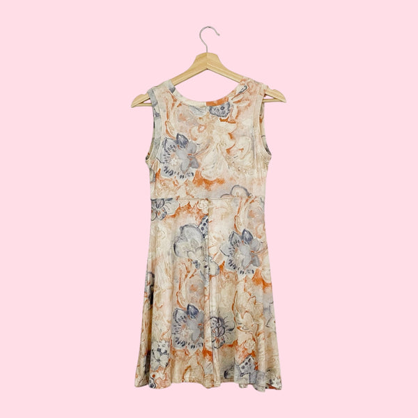 FLORAL PRINT SLINKY MINI DRESS (M)