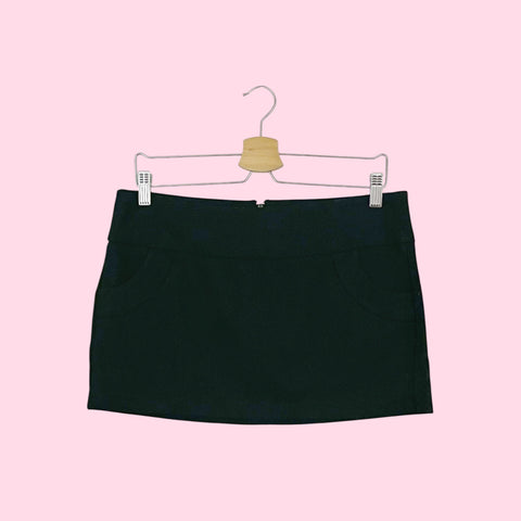 Y2K BLACK WOOL LOW RISE MINI SKIRT (7)