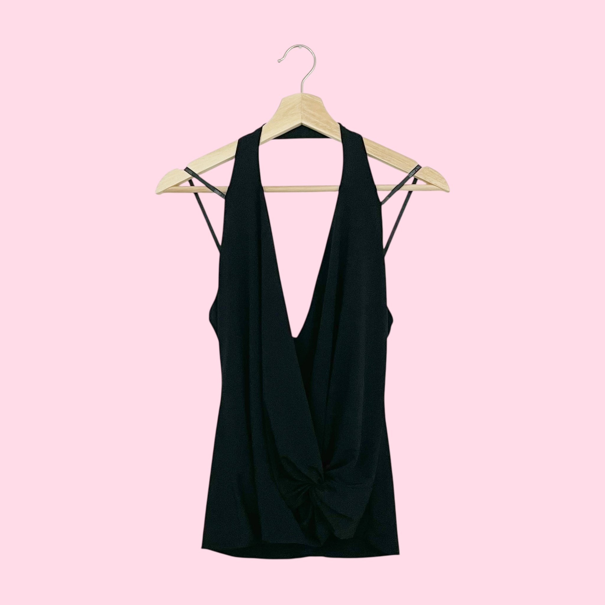 BLACK DRAPEY HALTER TANK (XS)