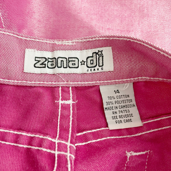 METALLIC PINK DENIM SHORTS (26")