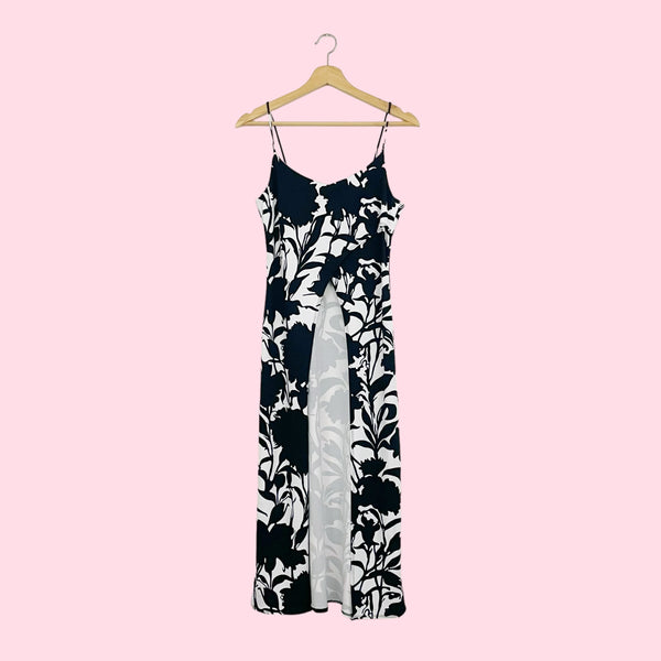 FLORAL PRINT OPEN FRONT MAXI TOP (M)