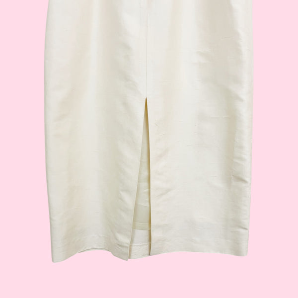 CREAM RAW SILK BEADED MIDI DRESS (2)