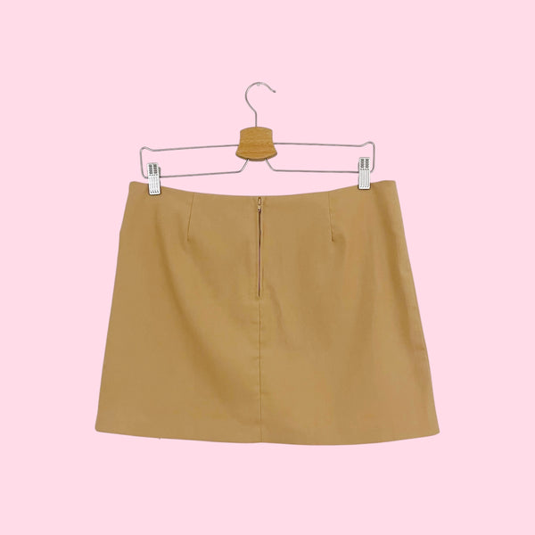 TAN MINI SKIRT W/ SUEDE FRINGE (L)