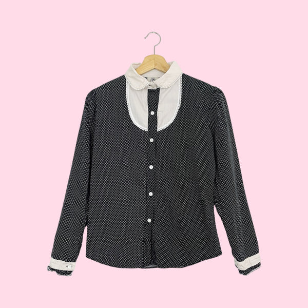 Black + White Polka Dot Blouse (S)