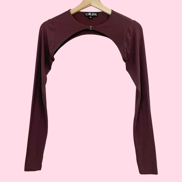 I.AM.GIA BROWN BOLERO MICRO CARDIGAN (M)