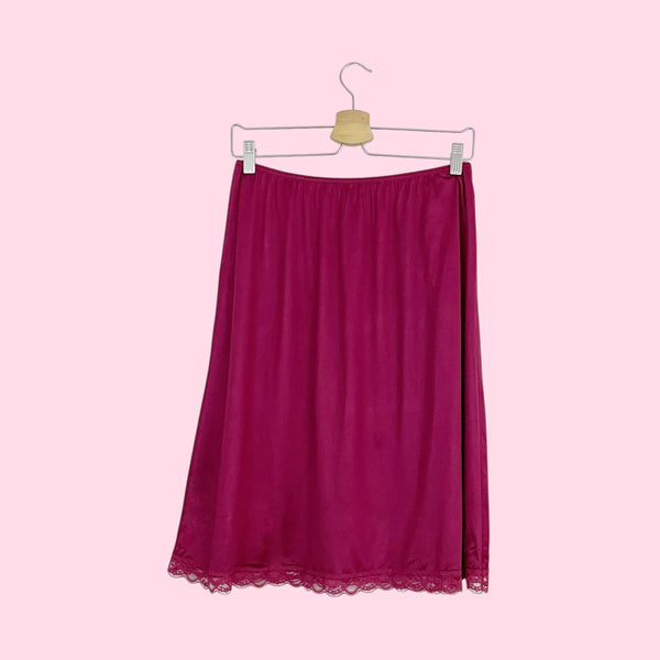 80S BURGUNDY SLIP SKIRT (L)