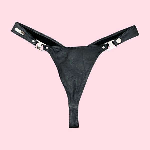 Black Leather Thong (S)