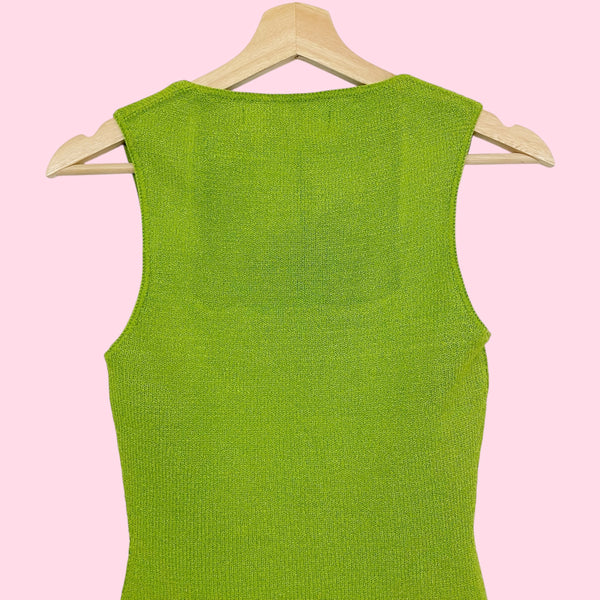 GREEN KNIT PERFORATED TANK (S)