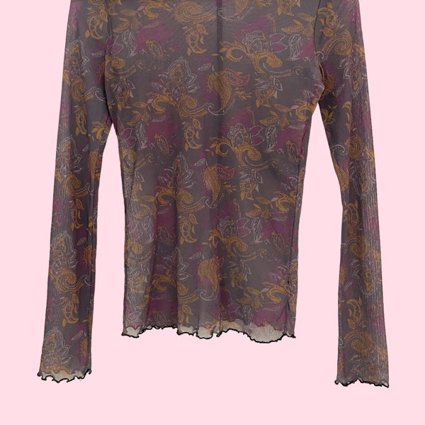 PAISLEY PRINT MESH TOP (M)